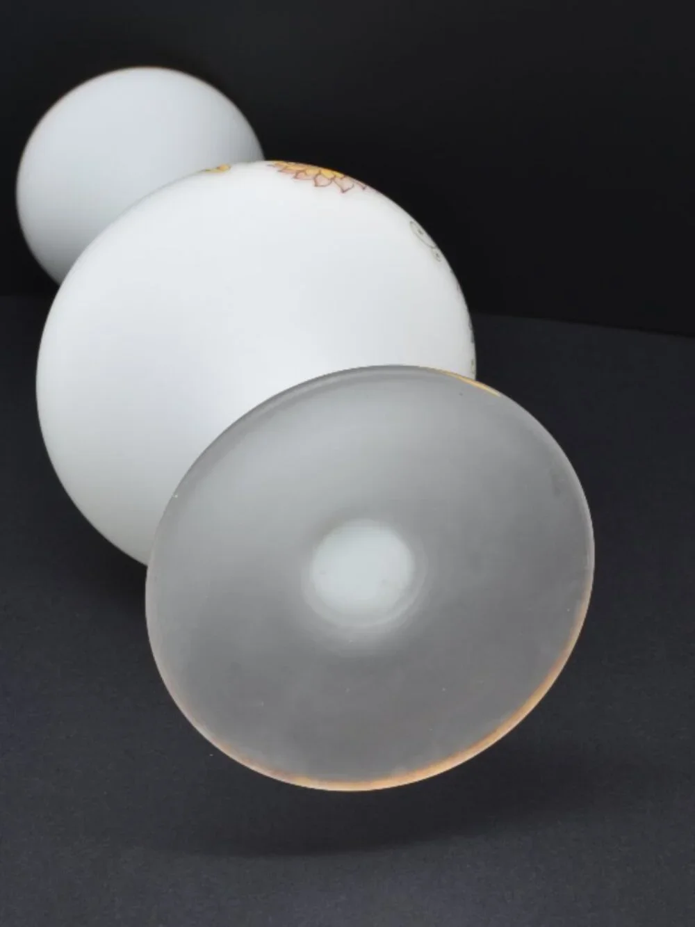 Vintage Frosted White Glass Vase with Boho Accents, 1960-1970s